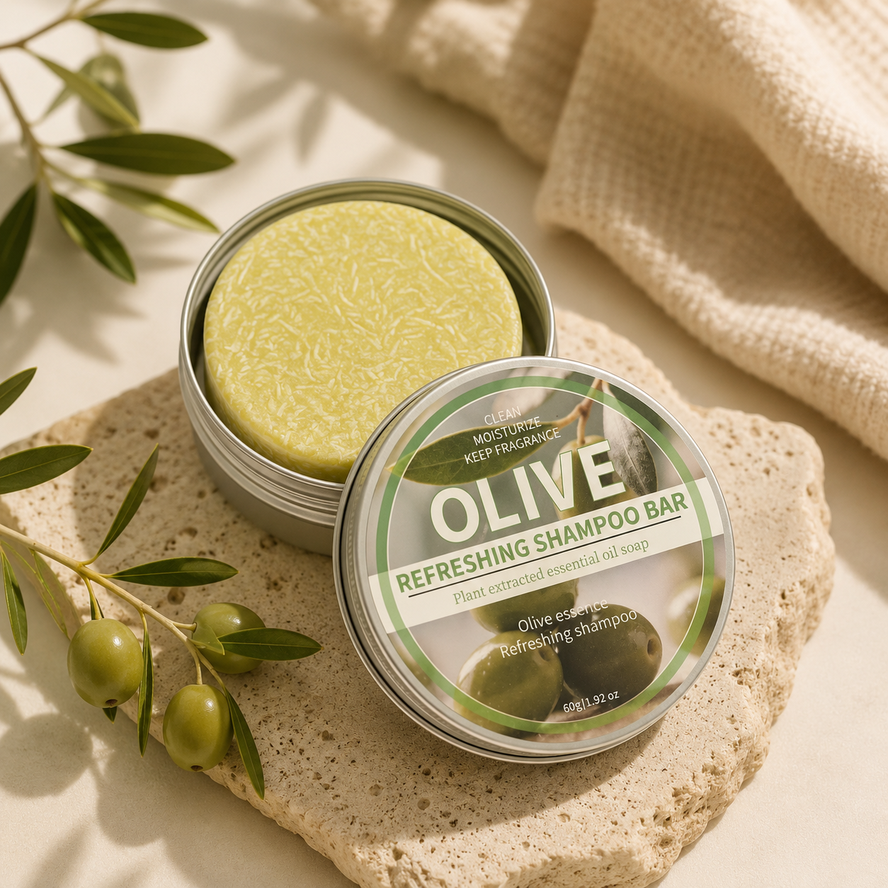 Natural Olive Soap Bar for Face, Body, Hands & Hair
